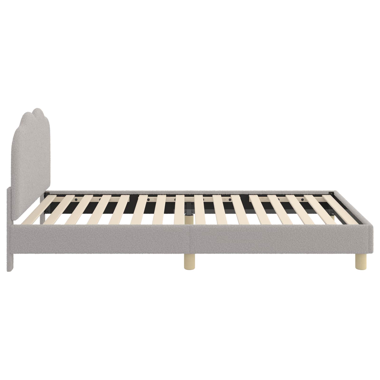 Kinderbettgestell mit Kopfteil Hellgrau 90 x 200 cm Bouclé