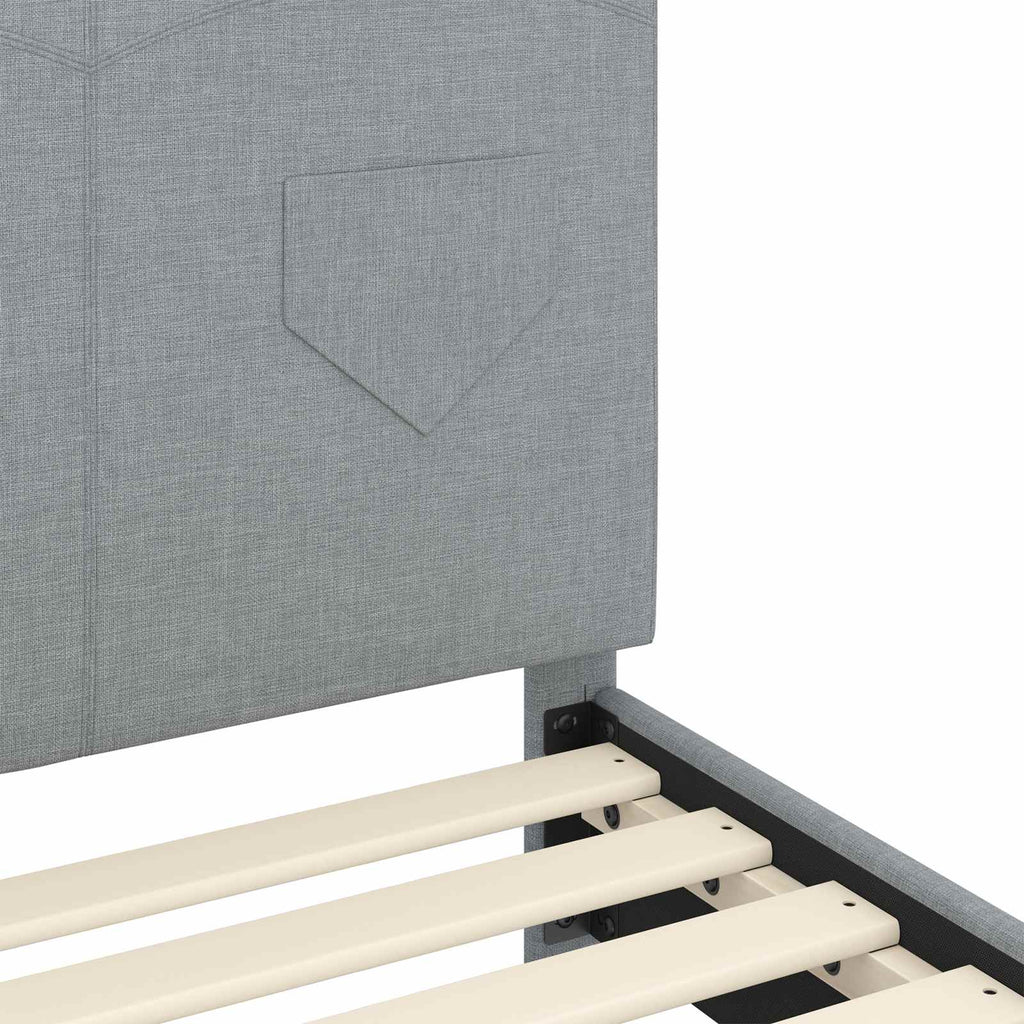 Kinderbettgestell mit Kopfteil Hellgrau 70 x 140 cm Stoff