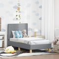 Kinderbettgestell mit Kopfteil Hellgrau 70 x 140 cm Stoff