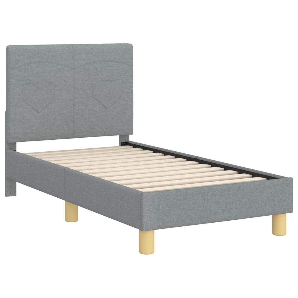 Kinderbettgestell mit Kopfteil Hellgrau 70 x 140 cm Stoff