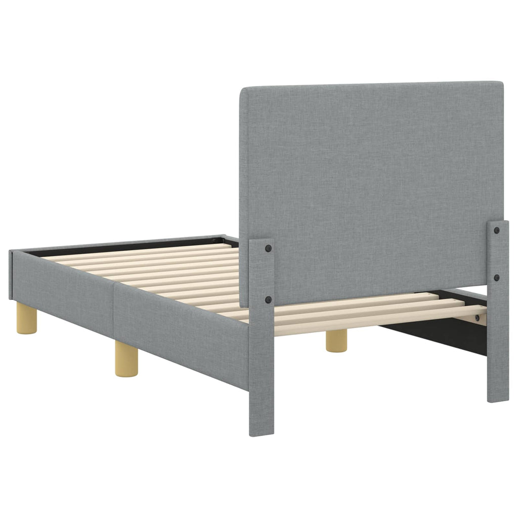 Kinderbettgestell mit Kopfteil Hellgrau 70 x 140 cm Stoff