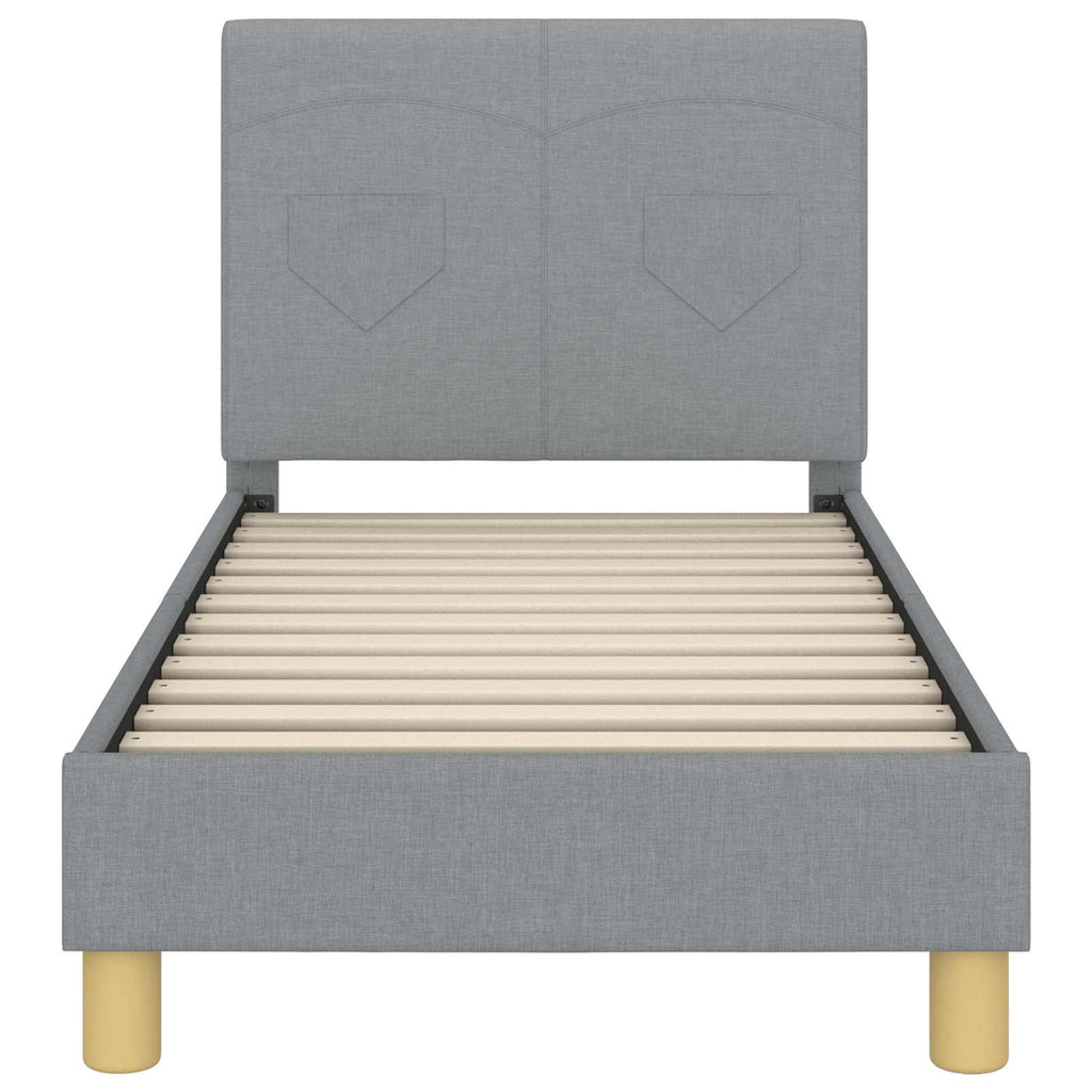 Kinderbettgestell mit Kopfteil Hellgrau 70 x 140 cm Stoff