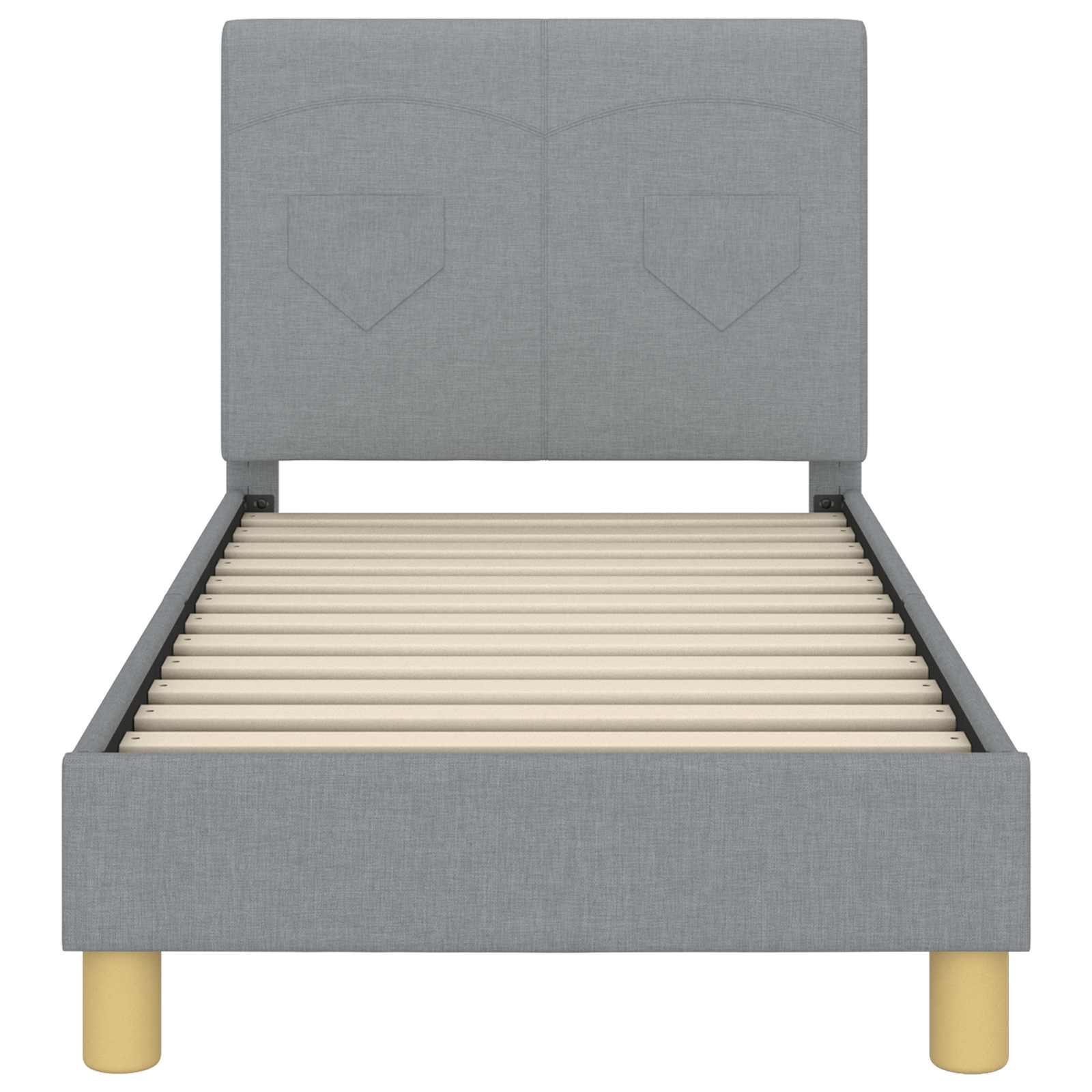 Kinderbettgestell mit Kopfteil Hellgrau 70 x 140 cm Stoff