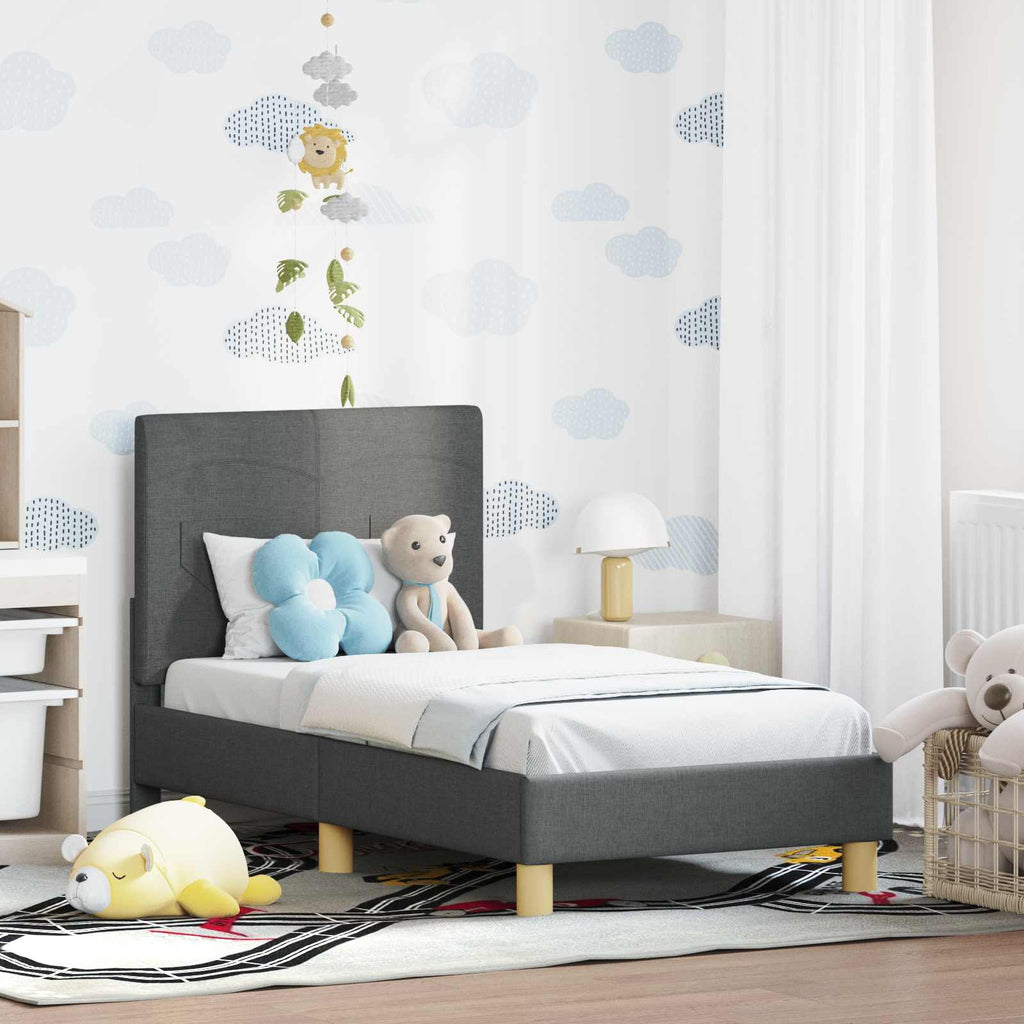 Kinderbettgestell mit Kopfteil Dunkelgrau 70 x 140 cm Stoff