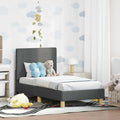 Kinderbettgestell mit Kopfteil Dunkelgrau 70 x 140 cm Stoff