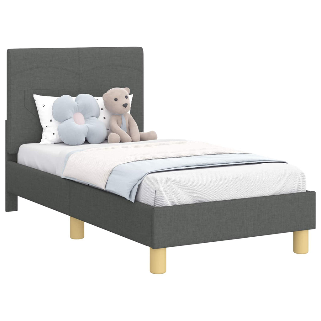 Kinderbettgestell mit Kopfteil Dunkelgrau 70 x 140 cm Stoff