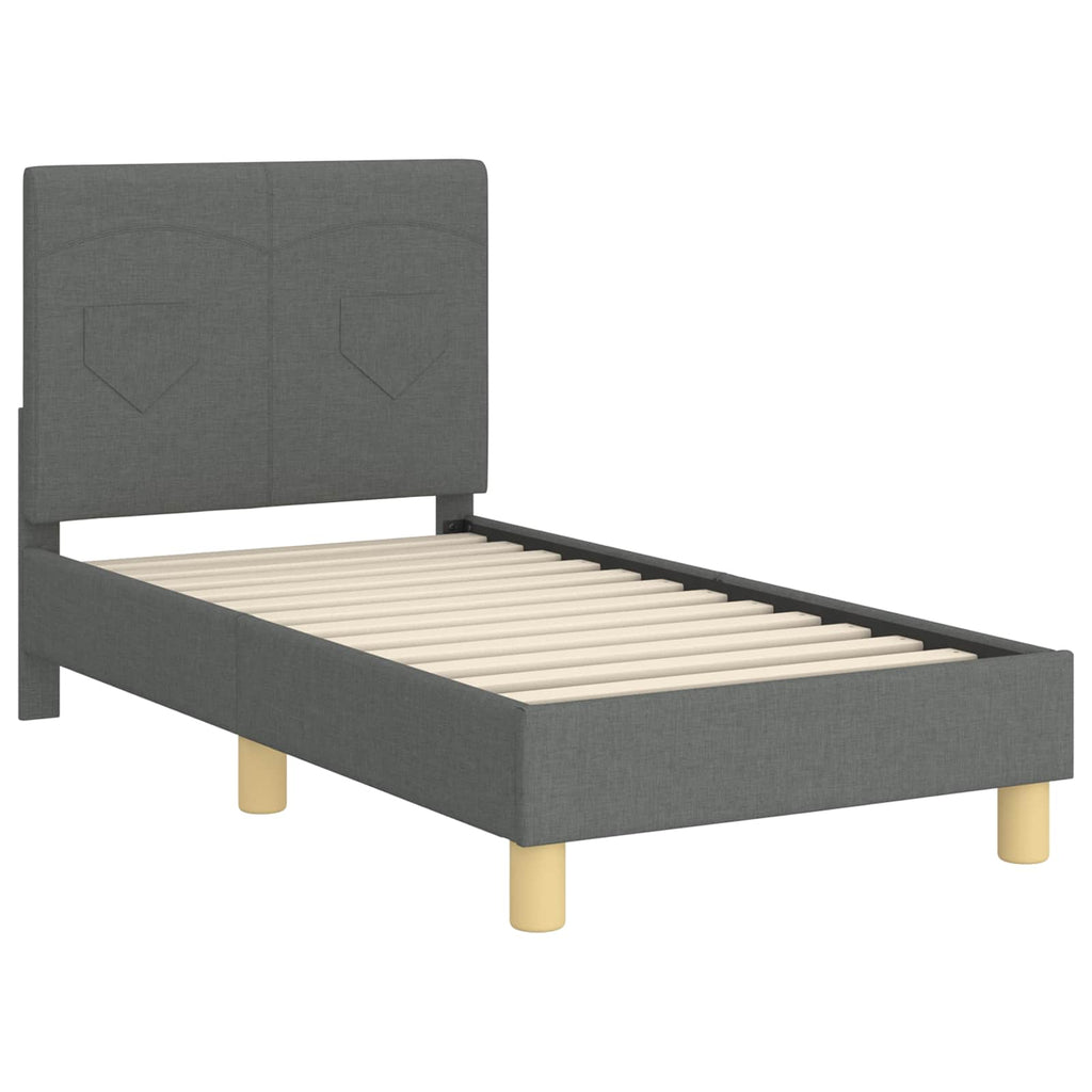 Kinderbettgestell mit Kopfteil Dunkelgrau 70 x 140 cm Stoff