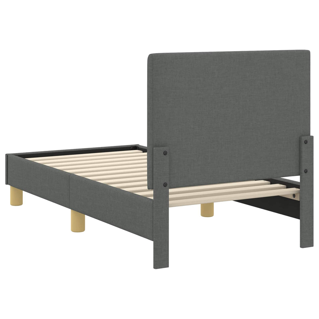 Kinderbettgestell mit Kopfteil Dunkelgrau 70 x 140 cm Stoff