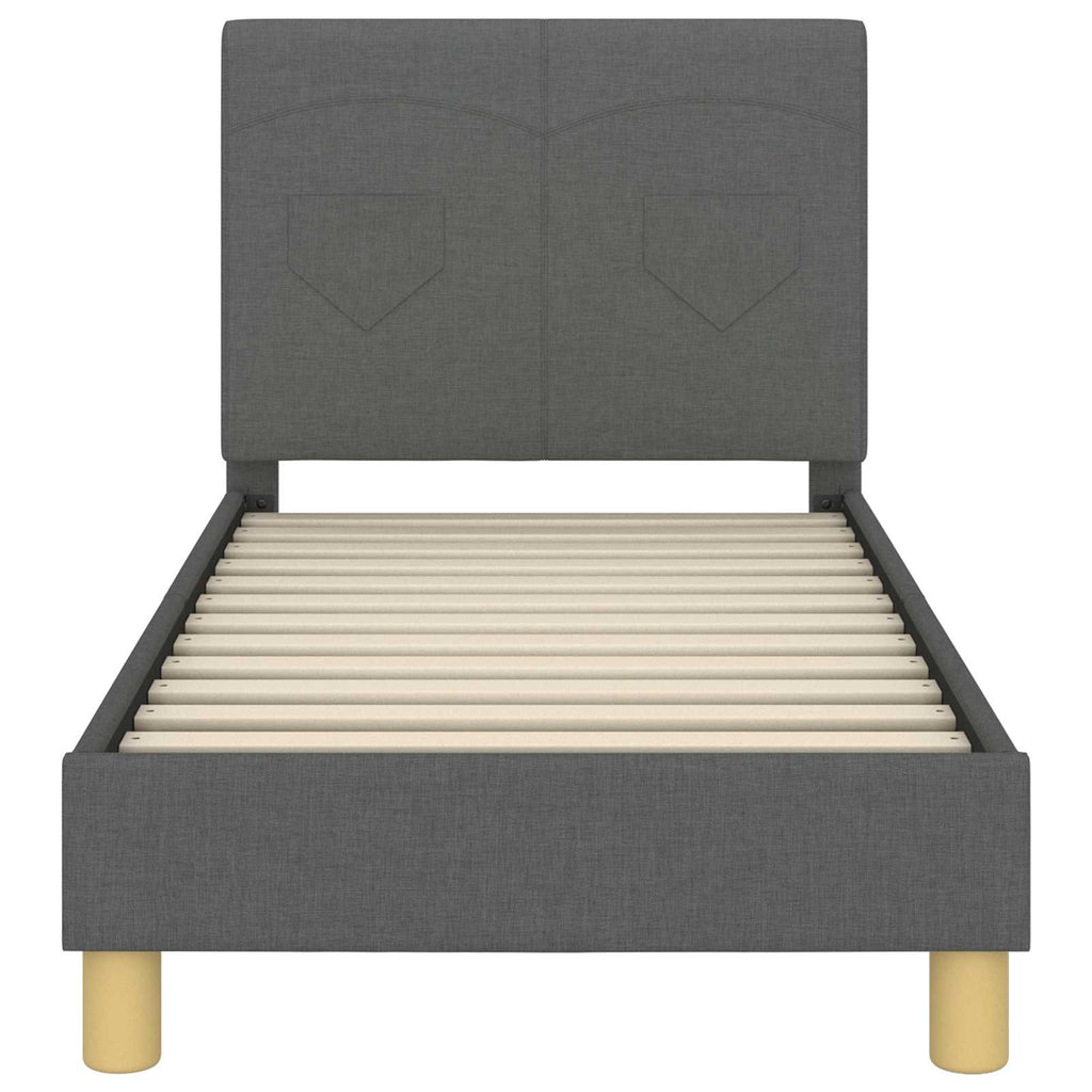 Kinderbettgestell mit Kopfteil Dunkelgrau 70 x 140 cm Stoff