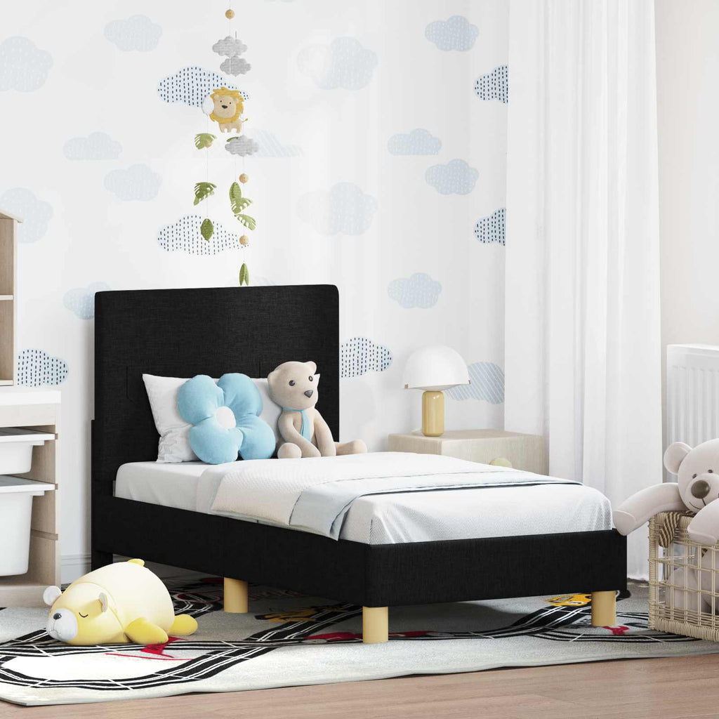 Kinderbettgestell mit Kopfteil Schwarz 70 x 140 cm Stoff