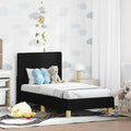Kinderbettgestell mit Kopfteil Schwarz 70 x 140 cm Stoff
