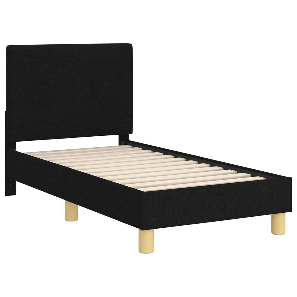 Kinderbettgestell mit Kopfteil Schwarz 70 x 140 cm Stoff