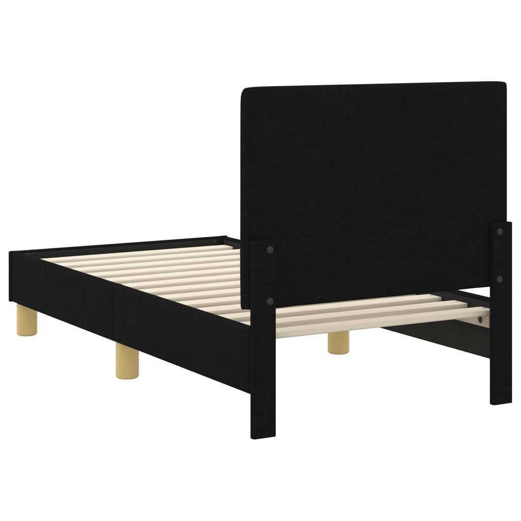 Kinderbettgestell mit Kopfteil Schwarz 70 x 140 cm Stoff