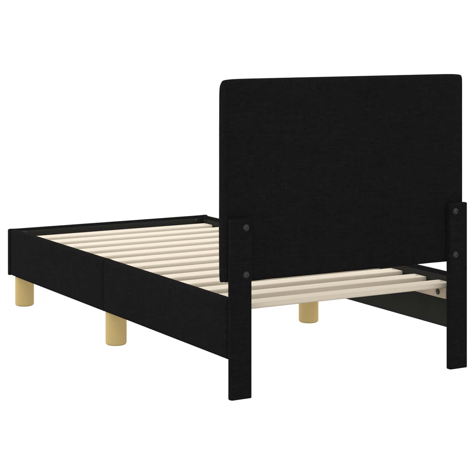 Kinderbettgestell mit Kopfteil Schwarz 70 x 140 cm Stoff