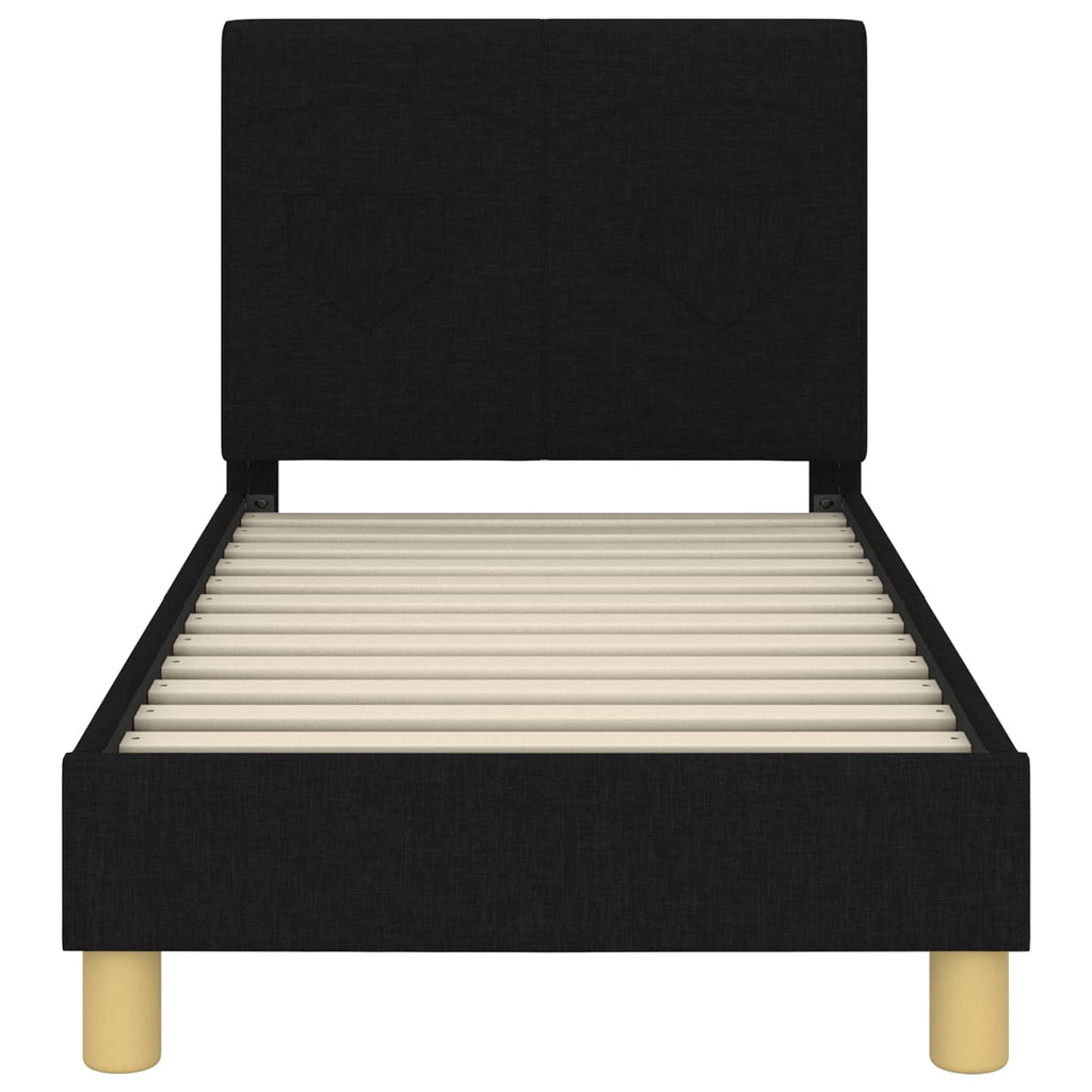 Kinderbettgestell mit Kopfteil Schwarz 70 x 140 cm Stoff