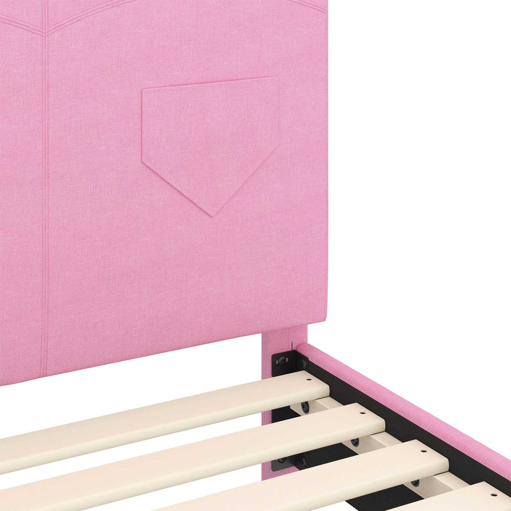 Kinderbettgestell mit Kopfteil Rosa 70 x 140 cm Stoff