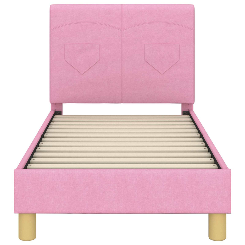 Kinderbettgestell mit Kopfteil Rosa 70 x 140 cm Stoff
