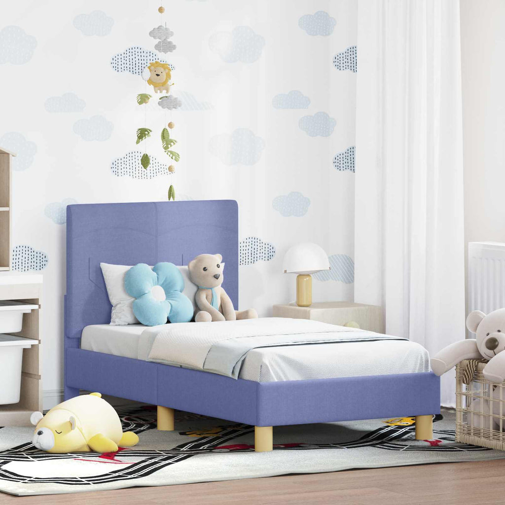 Kinderbettgestell mit Kopfteil Jeans blau 70 x 140 cm Stoff