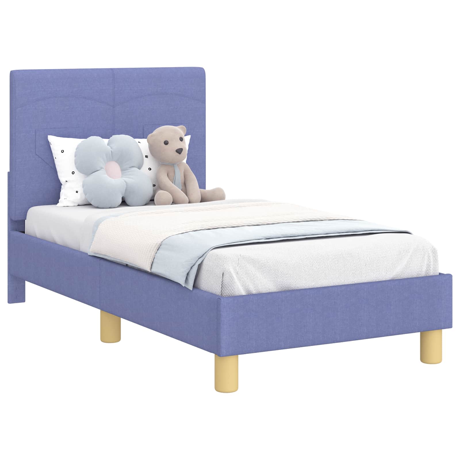 Kinderbettgestell mit Kopfteil Jeans blau 70 x 140 cm Stoff