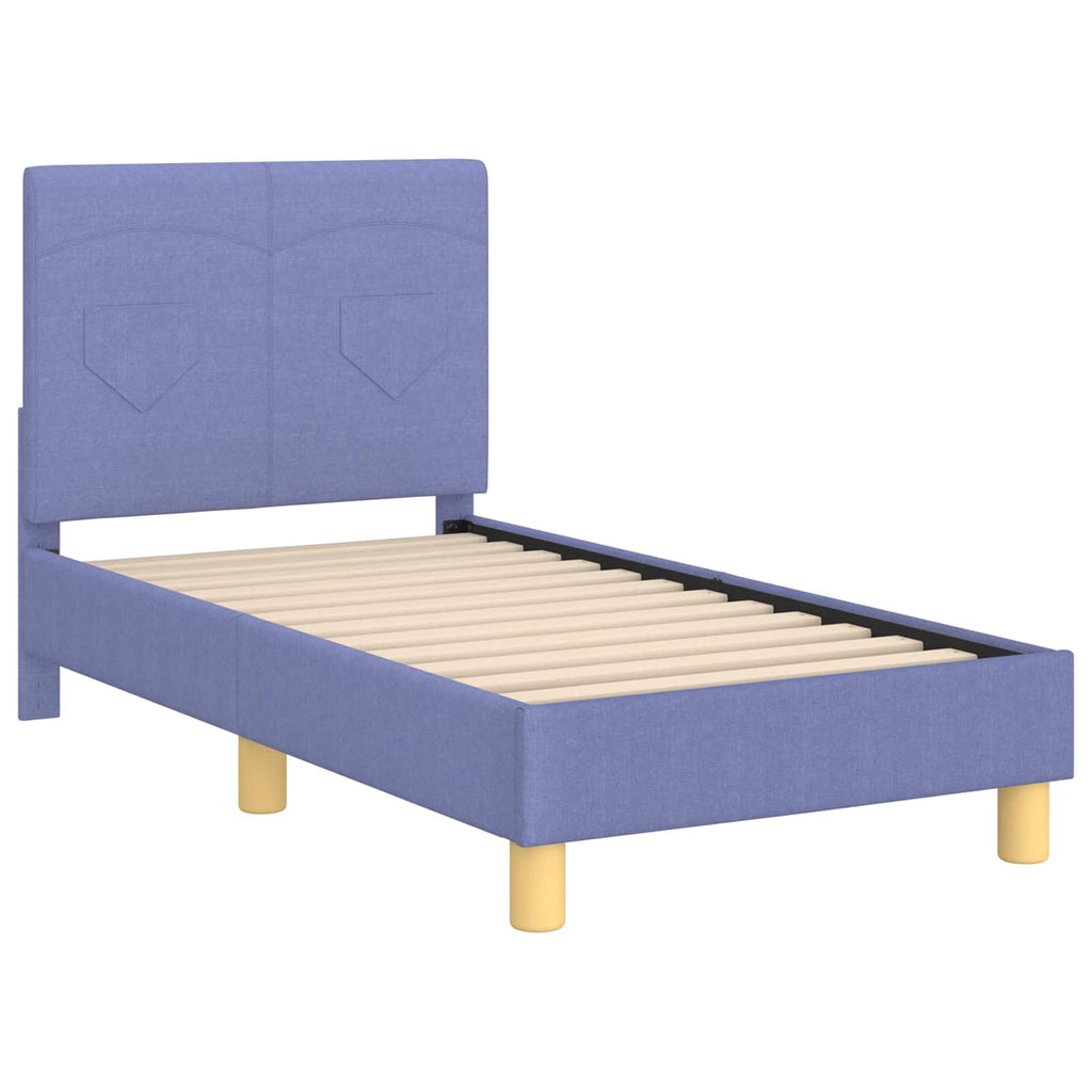 Kinderbettgestell mit Kopfteil Jeans blau 70 x 140 cm Stoff