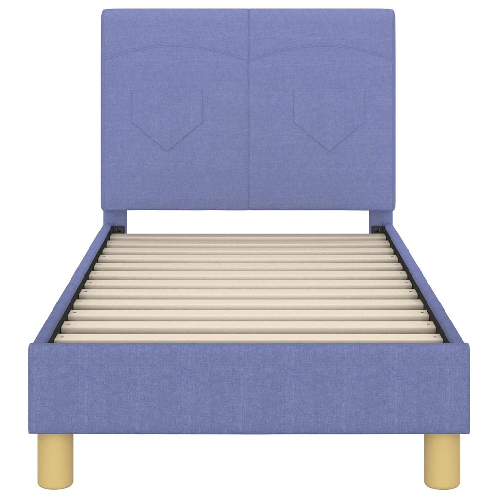 Kinderbettgestell mit Kopfteil Jeans blau 70 x 140 cm Stoff