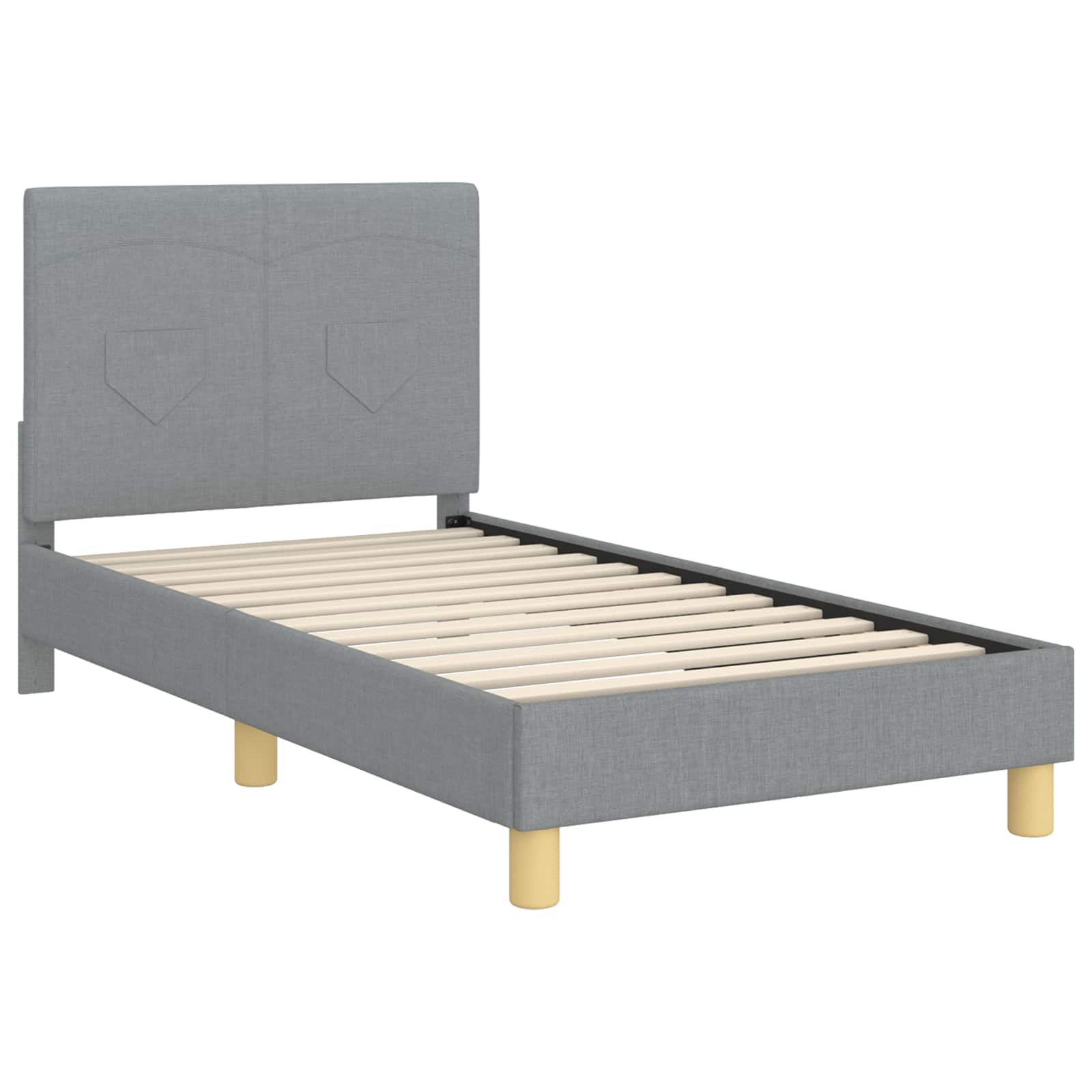 Kinderbettgestell mit Kopfteil Hellgrau 80 x 160 cm Stoff