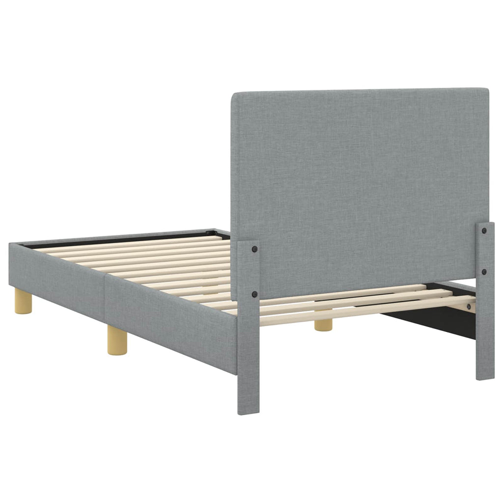 Kinderbettgestell mit Kopfteil Hellgrau 80 x 160 cm Stoff