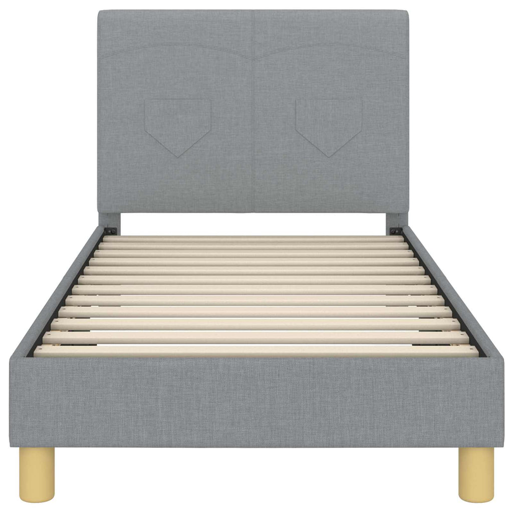 Kinderbettgestell mit Kopfteil Hellgrau 80 x 160 cm Stoff