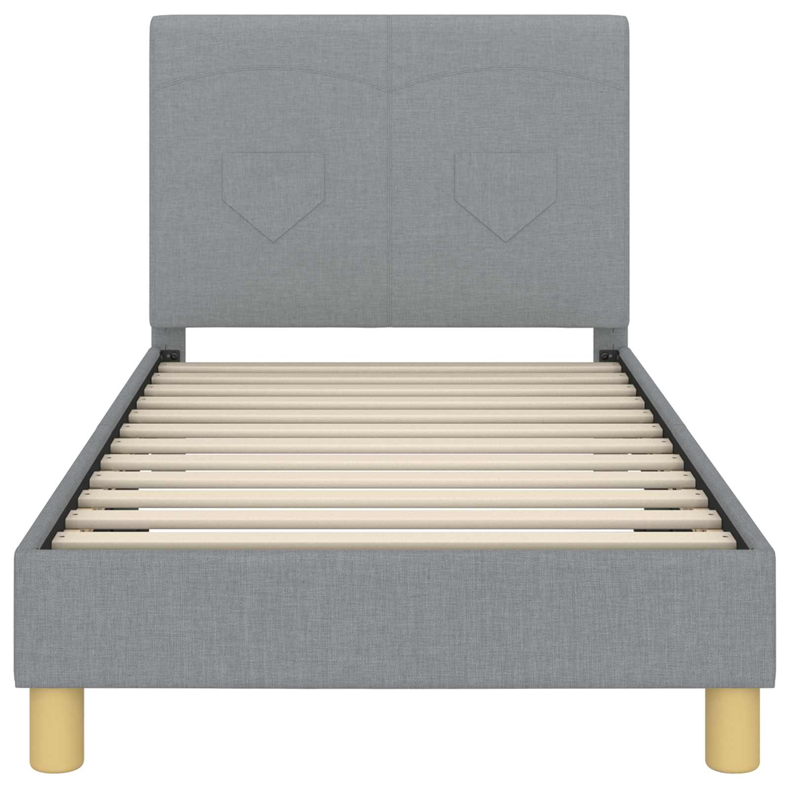 Kinderbettgestell mit Kopfteil Hellgrau 80 x 160 cm Stoff