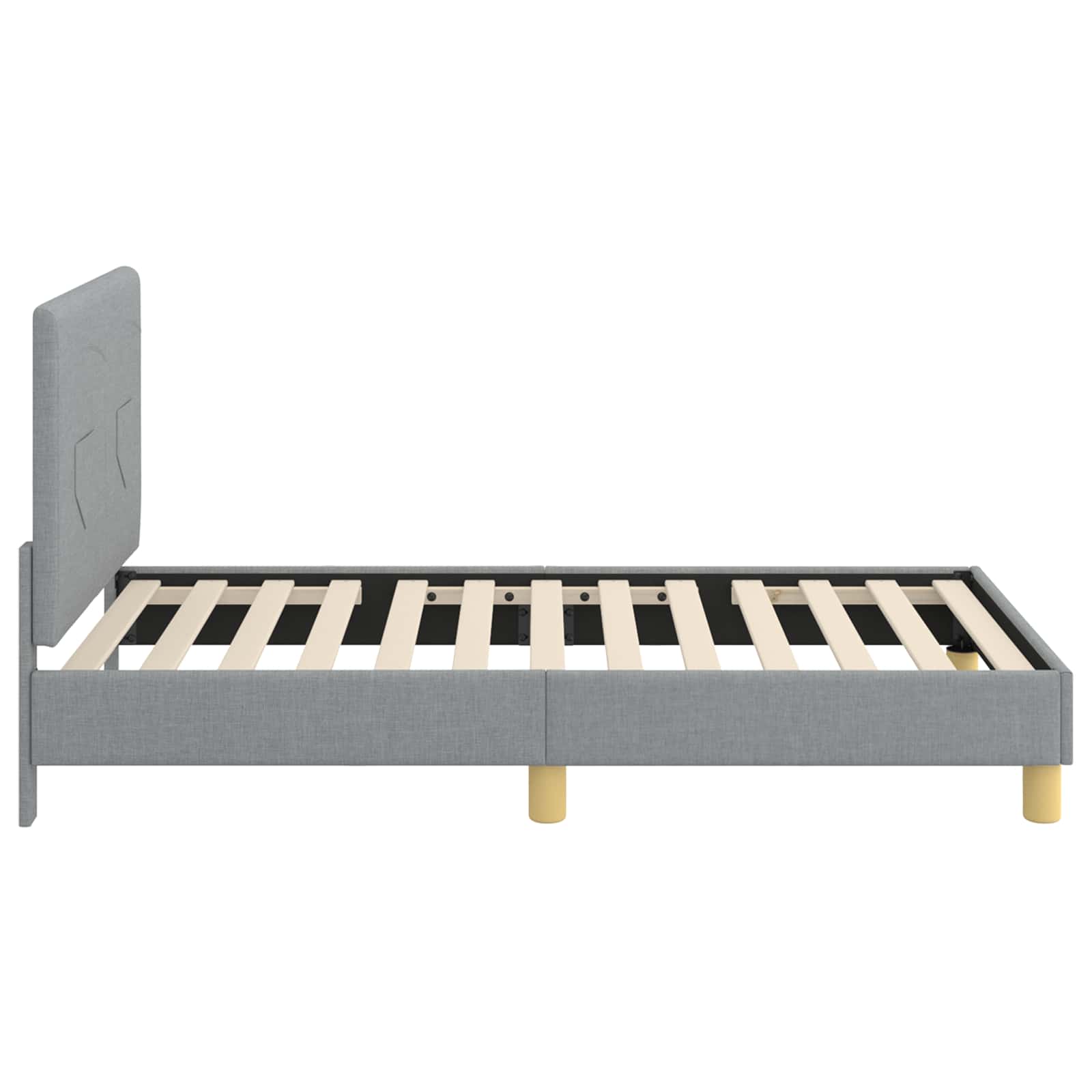 Kinderbettgestell mit Kopfteil Hellgrau 80 x 160 cm Stoff