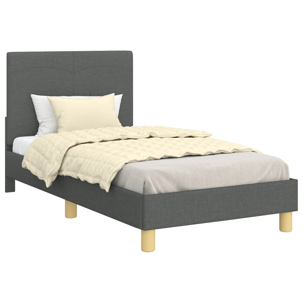 Kinderbettgestell mit Kopfteil Dunkelgrau 80 x 160 cm Stoff