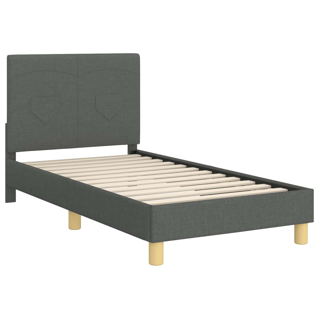 Kinderbettgestell mit Kopfteil Dunkelgrau 80 x 160 cm Stoff