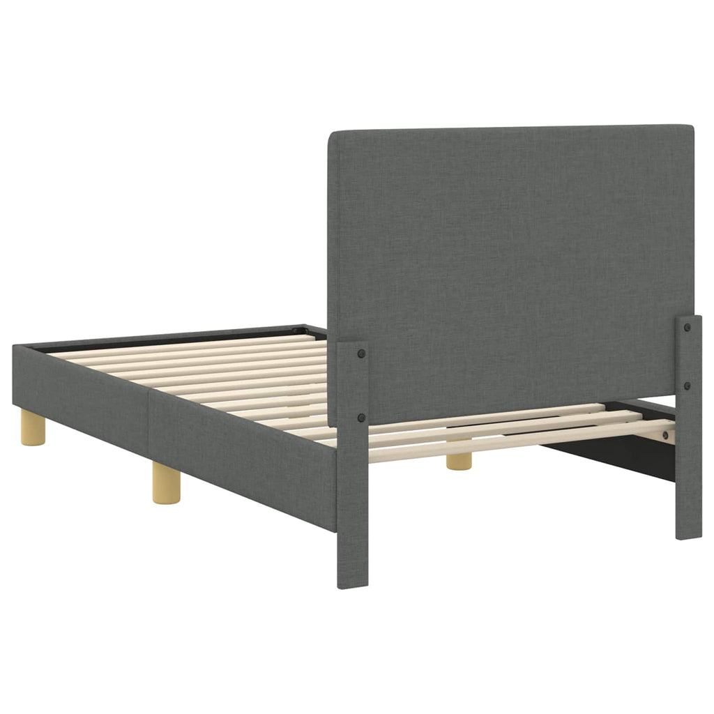 Kinderbettgestell mit Kopfteil Dunkelgrau 80 x 160 cm Stoff