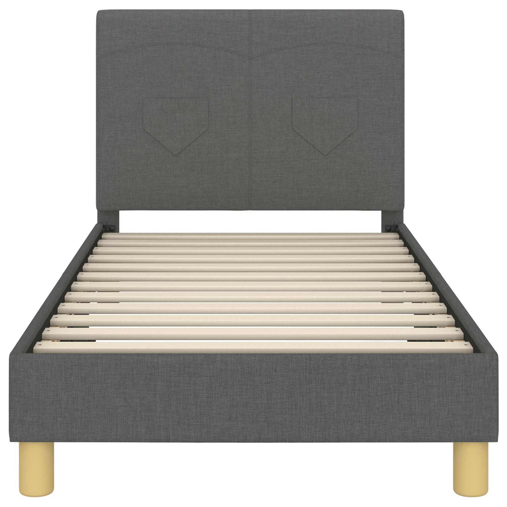 Kinderbettgestell mit Kopfteil Dunkelgrau 80 x 160 cm Stoff