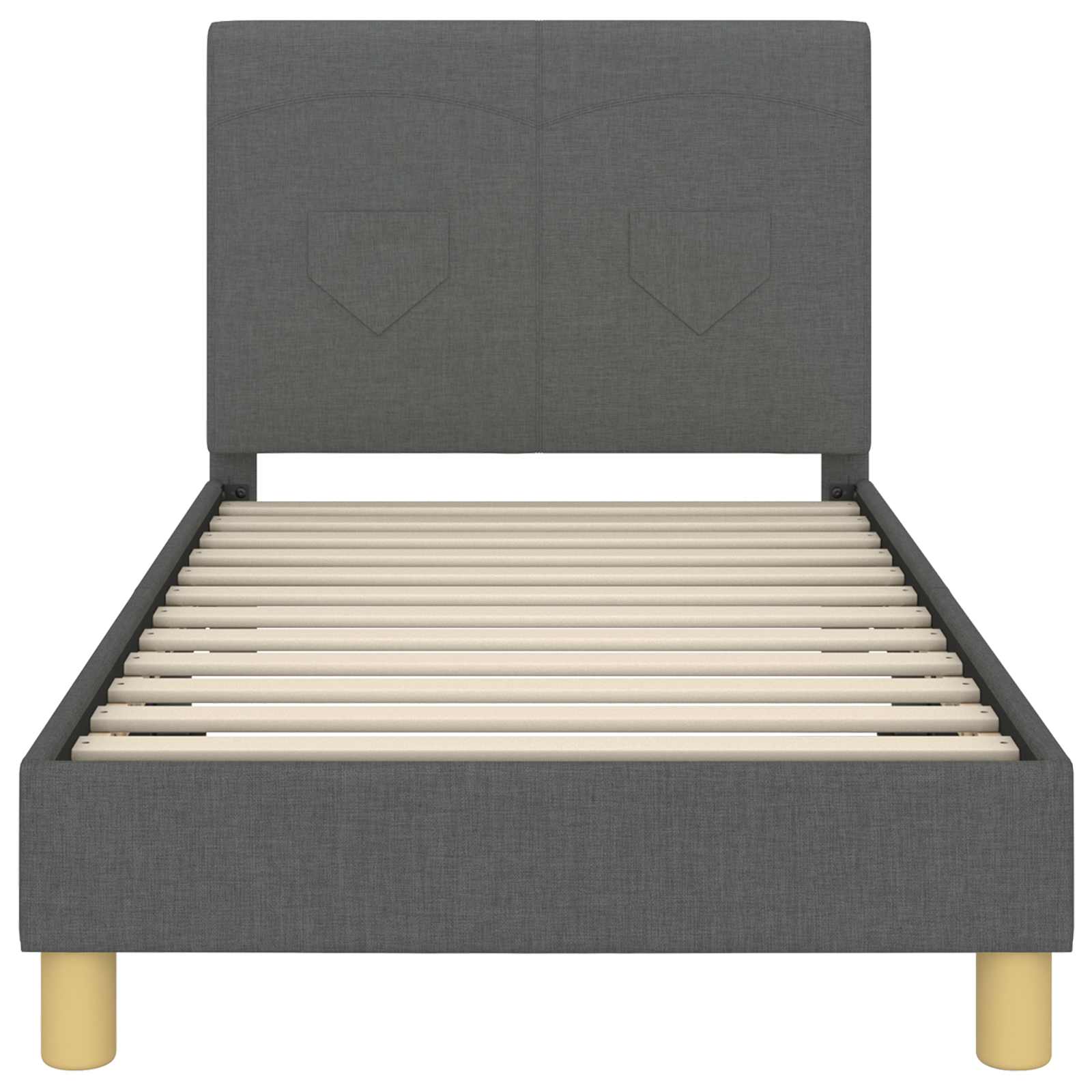 Kinderbettgestell mit Kopfteil Dunkelgrau 80 x 160 cm Stoff