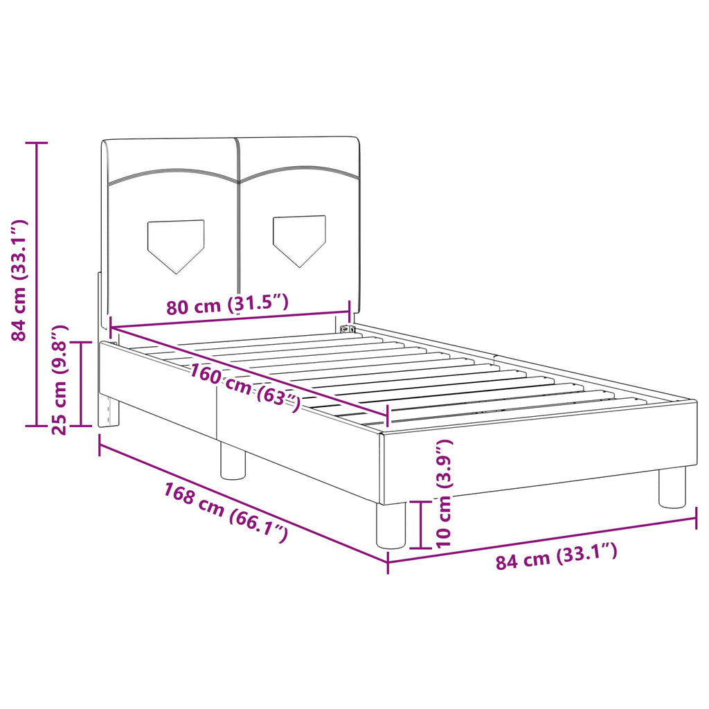 Kinderbettgestell mit Kopfteil Dunkelgrau 80 x 160 cm Stoff