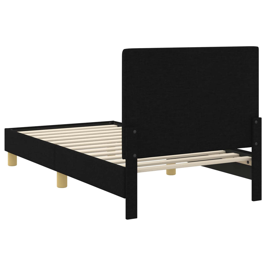 Kinderbettgestell mit Kopfteil Schwarz 80 x 160 cm Stoff