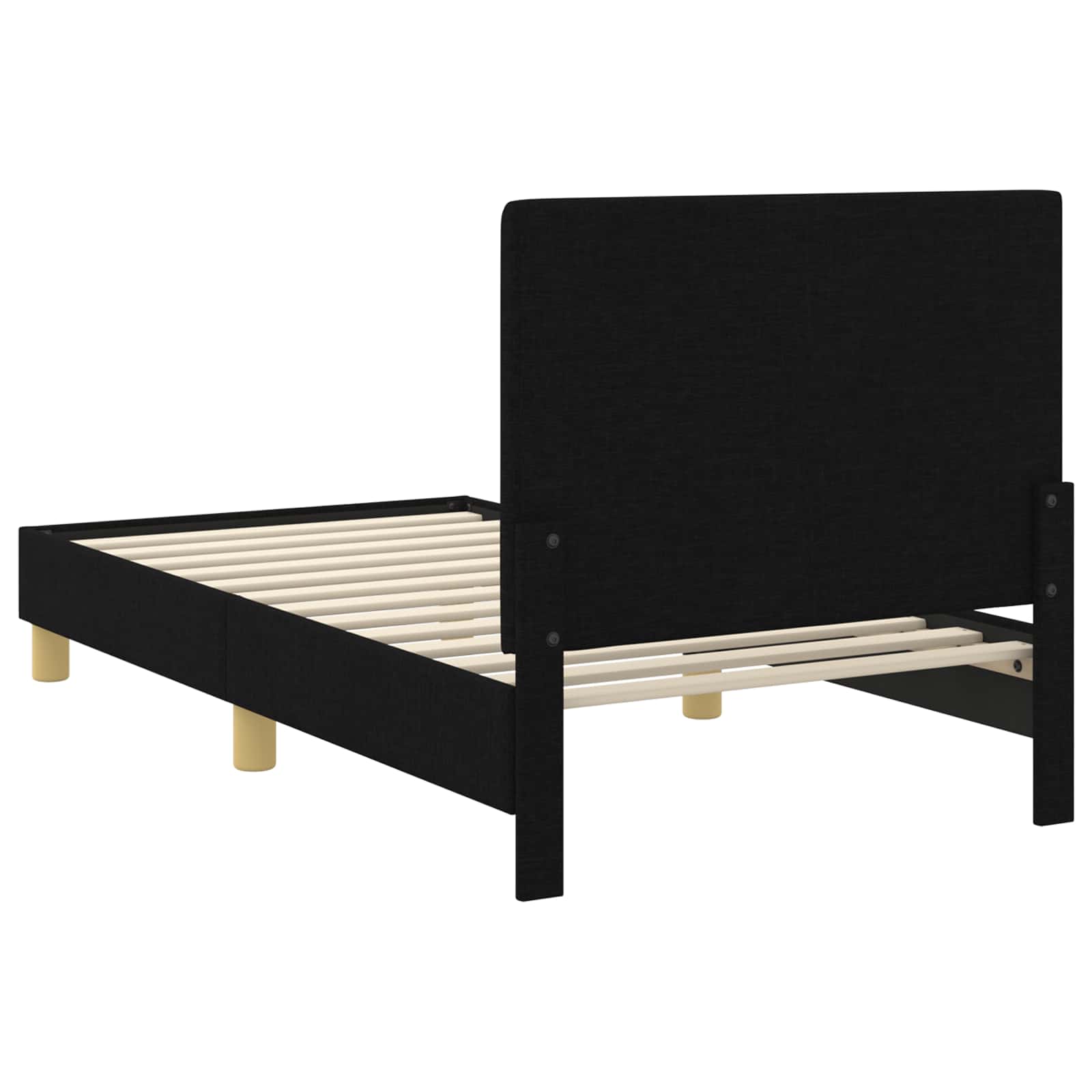 Kinderbettgestell mit Kopfteil Schwarz 80 x 160 cm Stoff