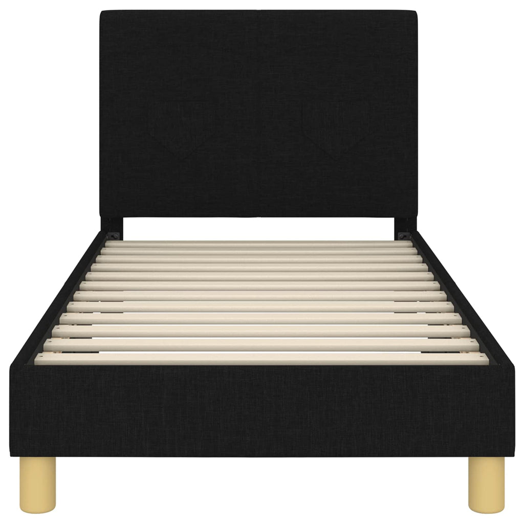 Kinderbettgestell mit Kopfteil Schwarz 80 x 160 cm Stoff