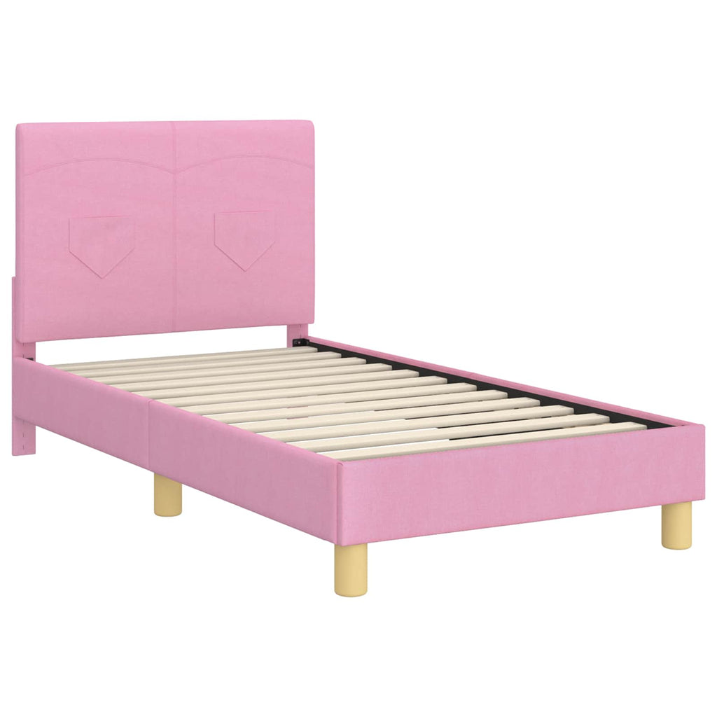 Kinderbettgestell mit Kopfteil Rosa 80 x 160 cm Stoff