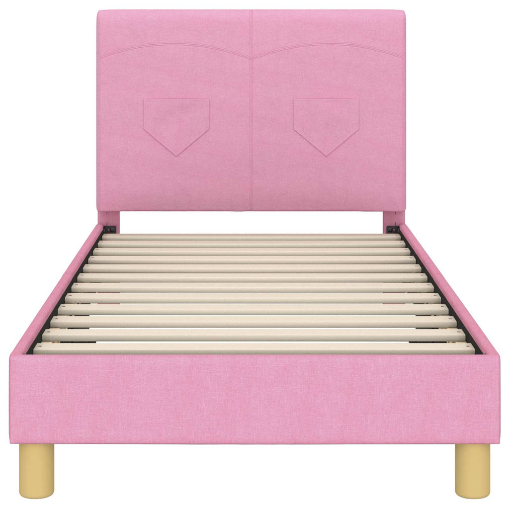 Kinderbettgestell mit Kopfteil Rosa 80 x 160 cm Stoff