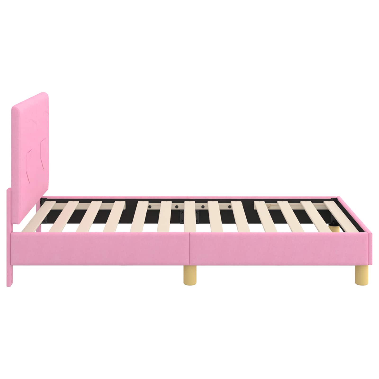 Kinderbettgestell mit Kopfteil Rosa 80 x 160 cm Stoff