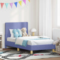 Kinderbettgestell mit Kopfteil Jeans blau 80 x 160 cm Stoff