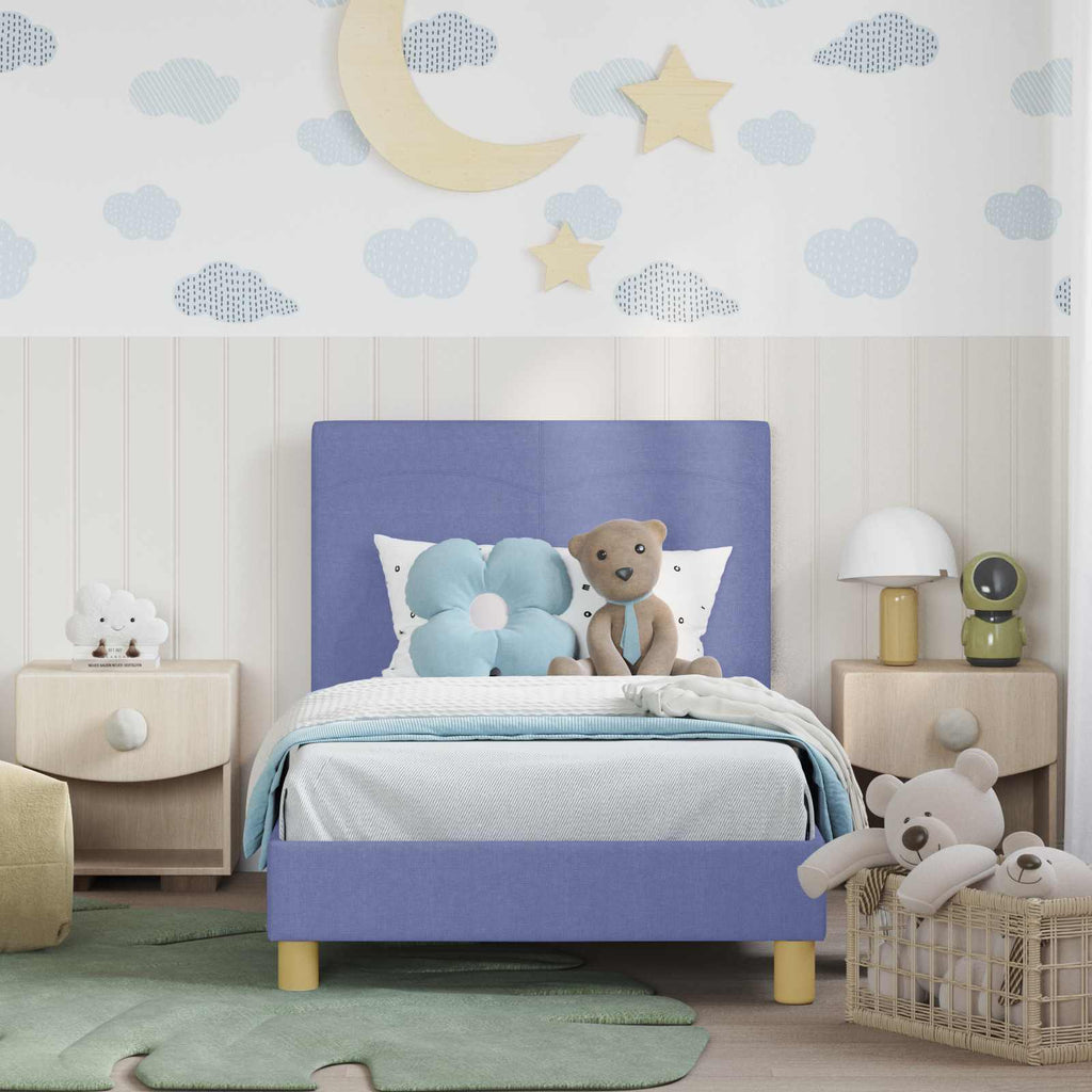 Kinderbettgestell mit Kopfteil Jeans blau 80 x 160 cm Stoff