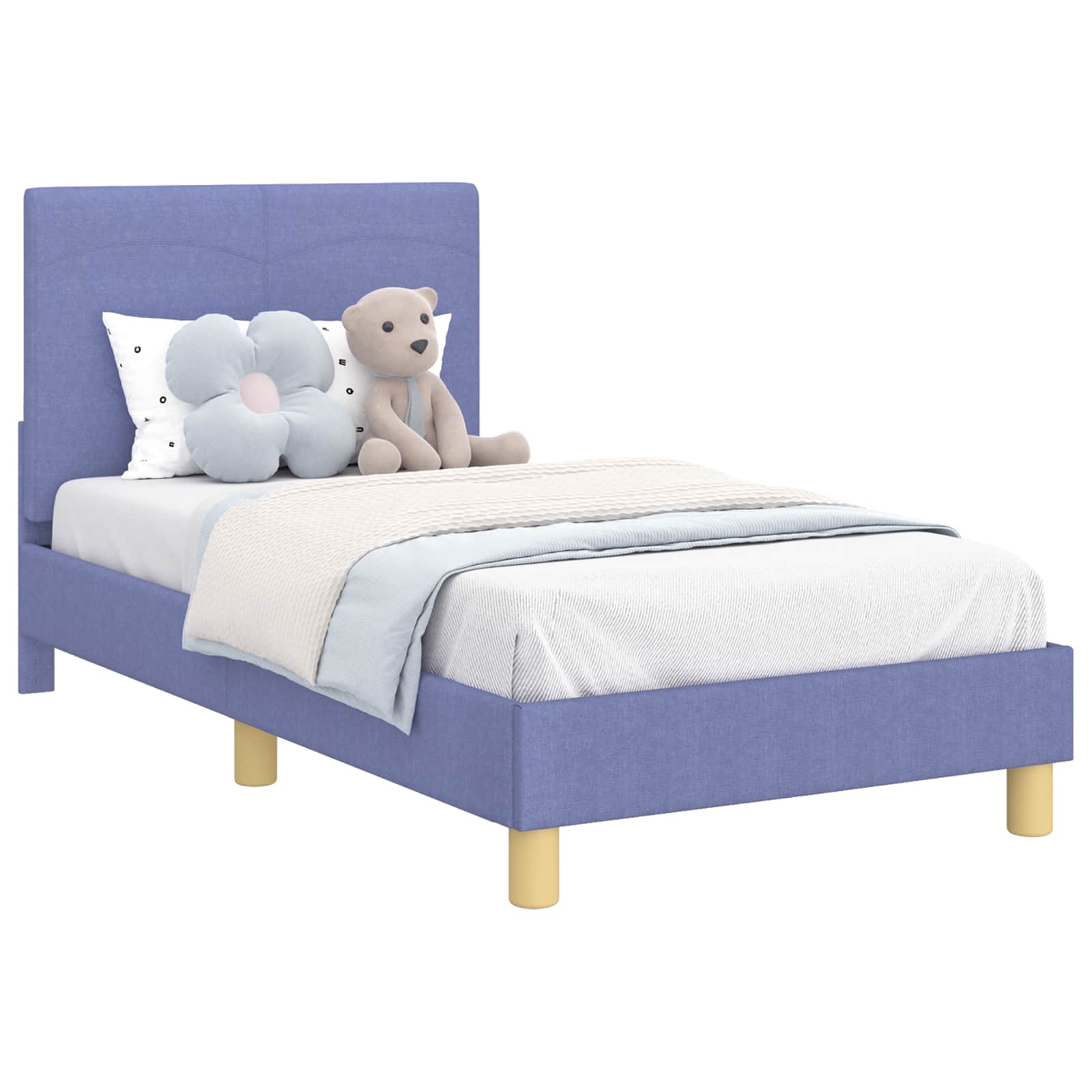 Kinderbettgestell mit Kopfteil Jeans blau 80 x 160 cm Stoff