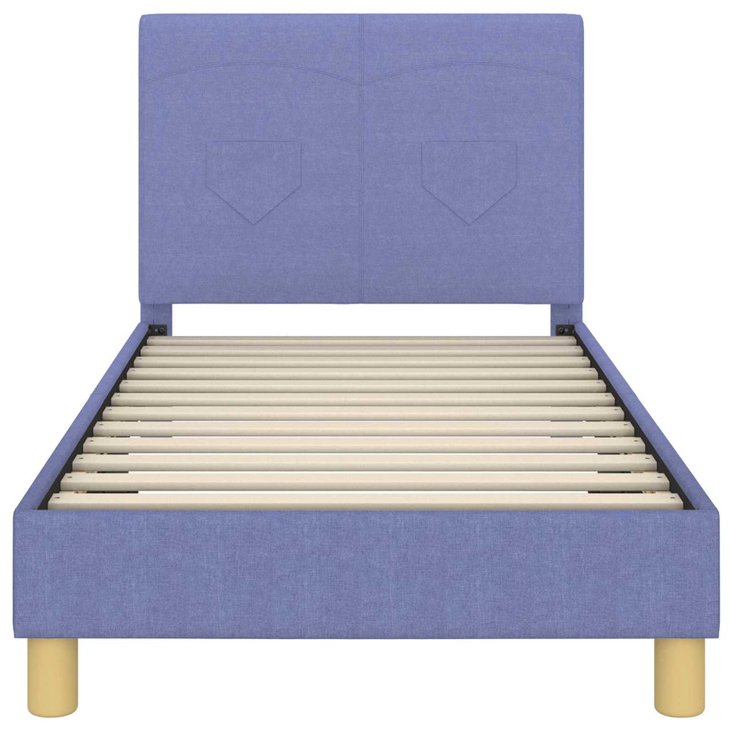 Kinderbettgestell mit Kopfteil Jeans blau 80 x 160 cm Stoff