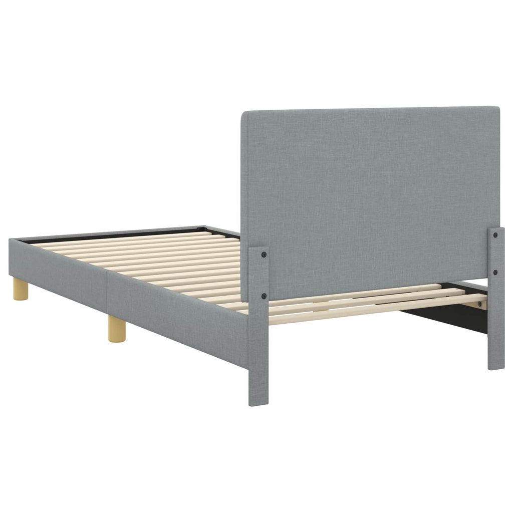 Kinderbettgestell mit Kopfteil Hellgrau 80 x 200 cm Stoff