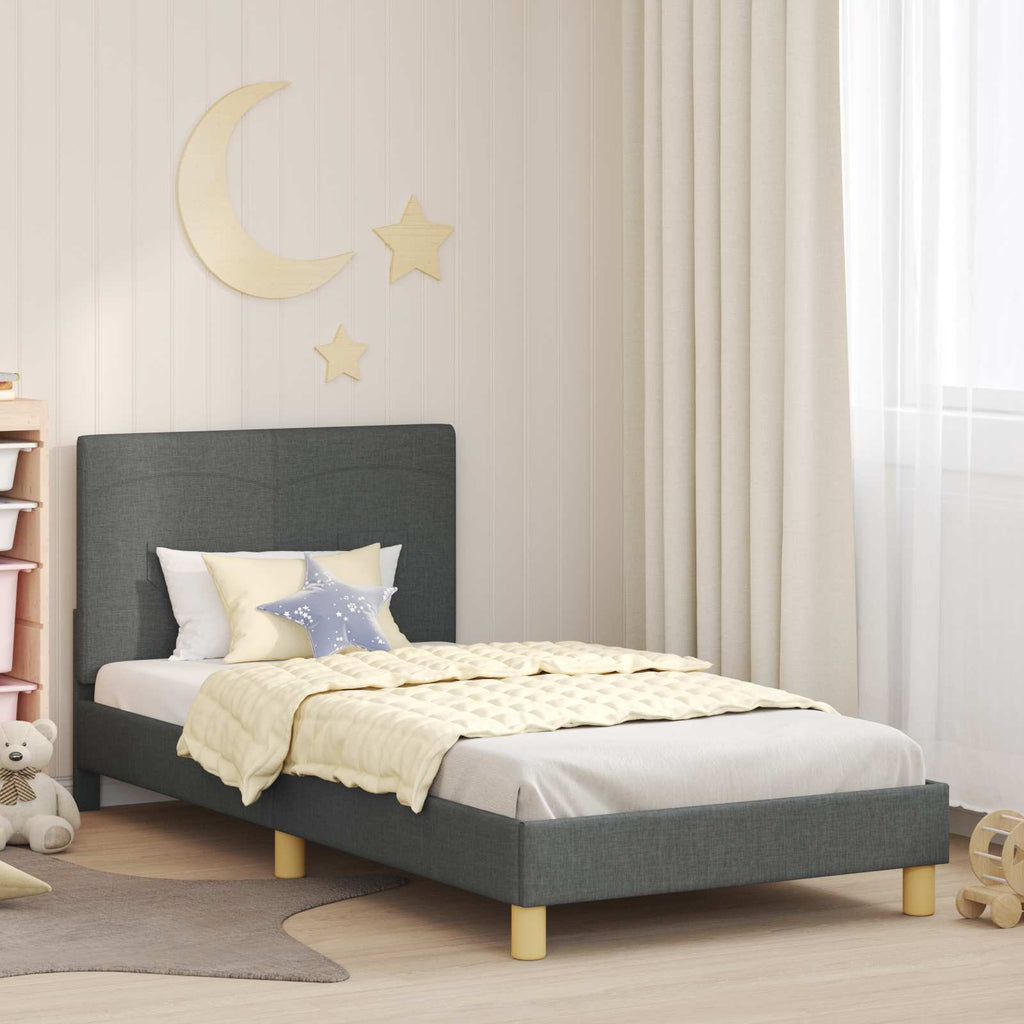 Kinderbettgestell mit Kopfteil Dunkelgrau 80 x 200 cm Stoff