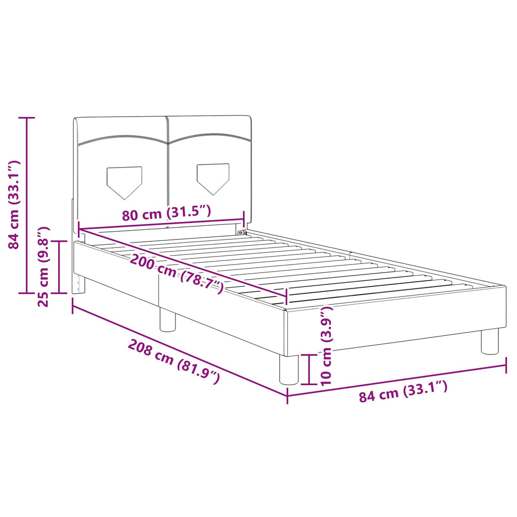 Kinderbettgestell mit Kopfteil Dunkelgrau 80 x 200 cm Stoff