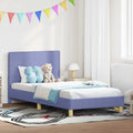 Kinderbettgestell mit Kopfteil Jeans blau 80 x 200 cm Stoff